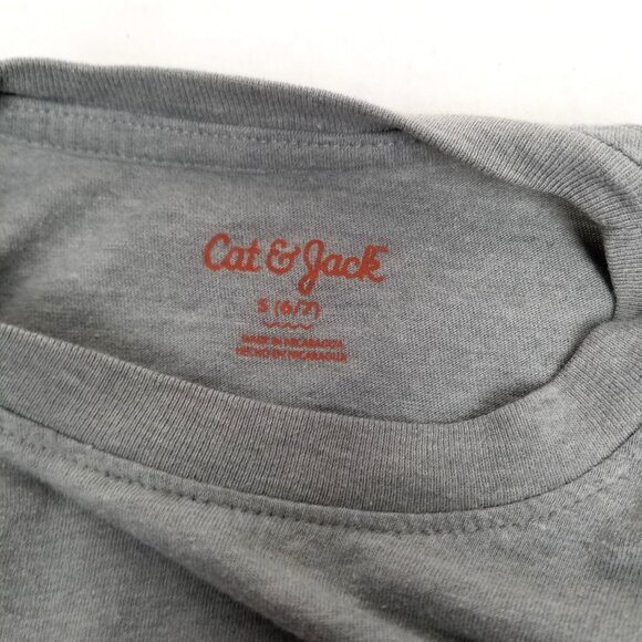 Cat Jack Snow Happy Graphic Tee Small 6 7 Gray Long Sleeve Snowflake Winter - Picture 3 of 7